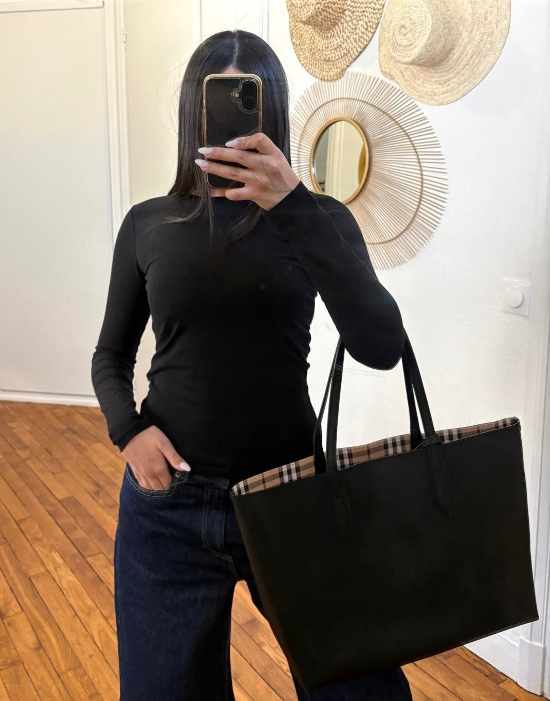 Burberry Reversible Check Tote Bag